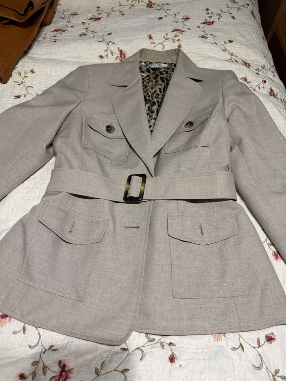 Kasper Light Taupe Vintage Belted Blazer